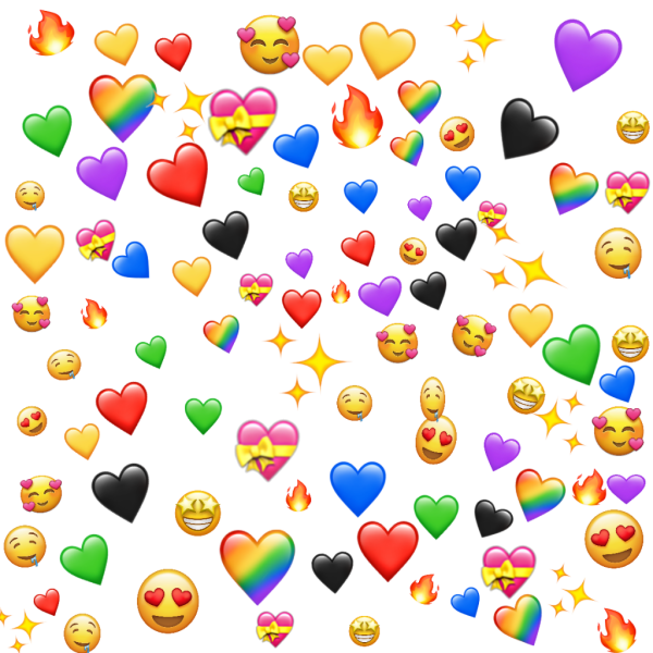 Много разноцветных сердечек