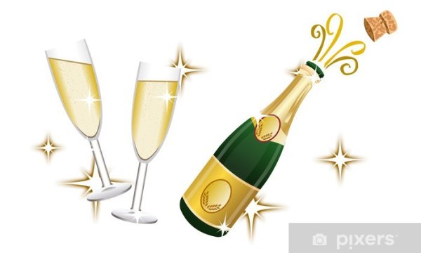 Бутылка шампанского мультяшная