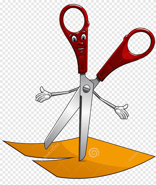 Веселый парикмахер с ножницами