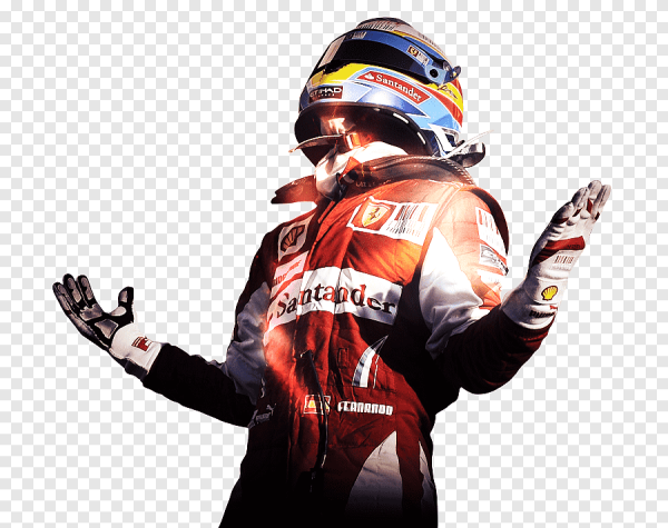 Автогонщик в шлеме без фона