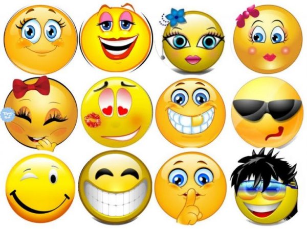 Смайлики много на листе