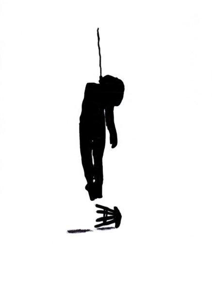 Силуэт повесившегося человека