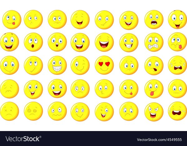 Много веселых смайликов на одном листе