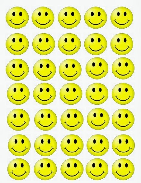 Много смайликов на листе а4