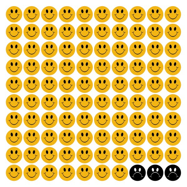 Смайлики много на одном листе