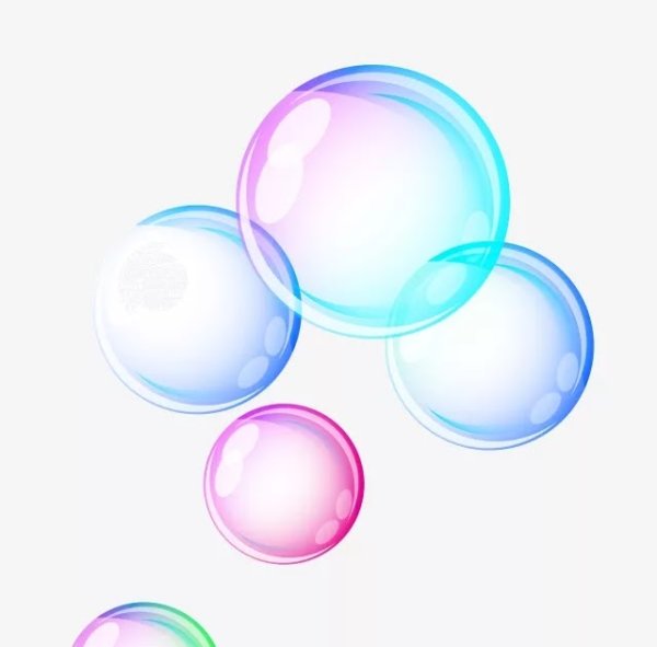 Цветные пузыри на белом фоне
