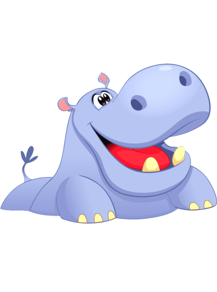 Бегемот для детей цветные