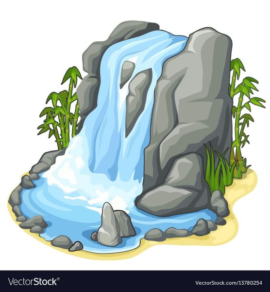 Водопад на белом фоне