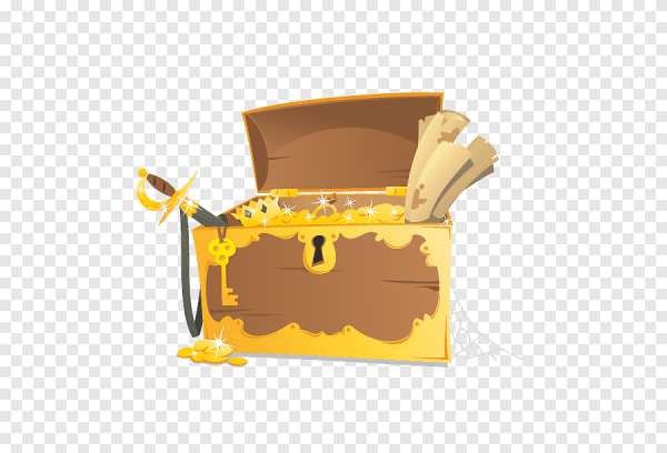 Сундук мультяшный открытый с сокровищем