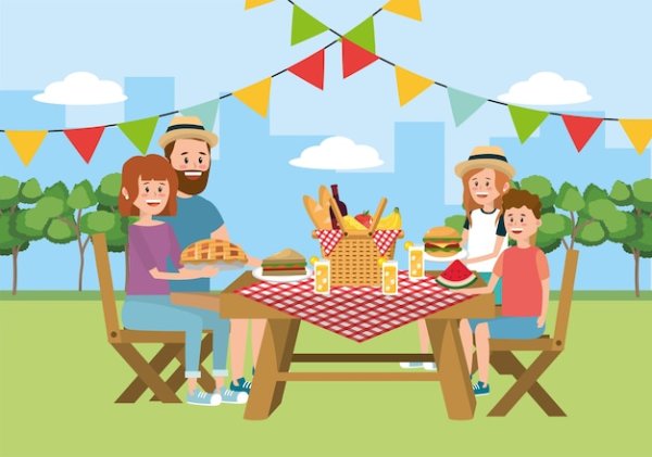 Пикник дети вектор