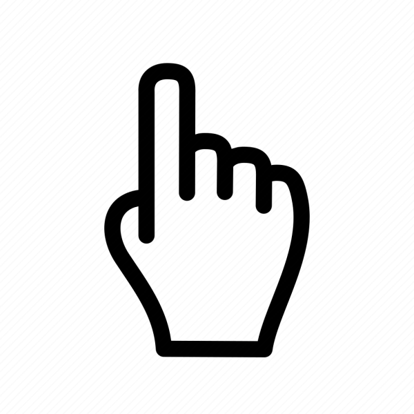 Указатель палец на белом фоне