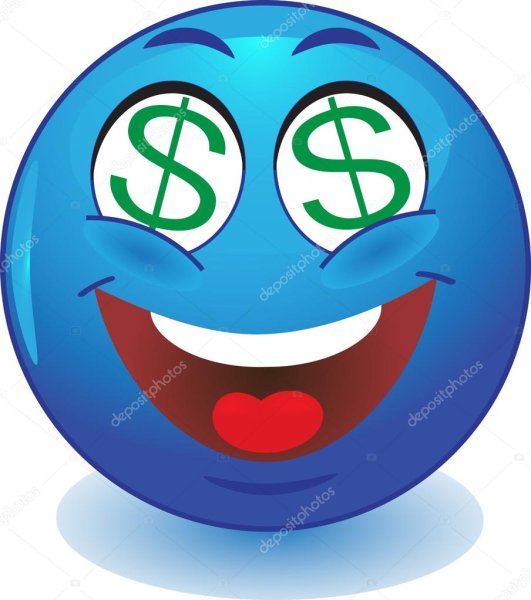 Смайлик с долларами в глазах