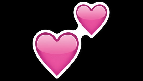 Смайлик два сердечка розовых