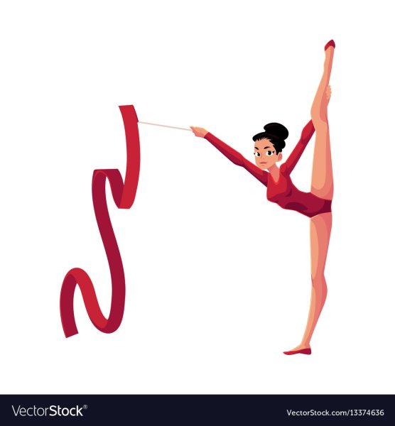 Гимнастка с лентой на белом фоне