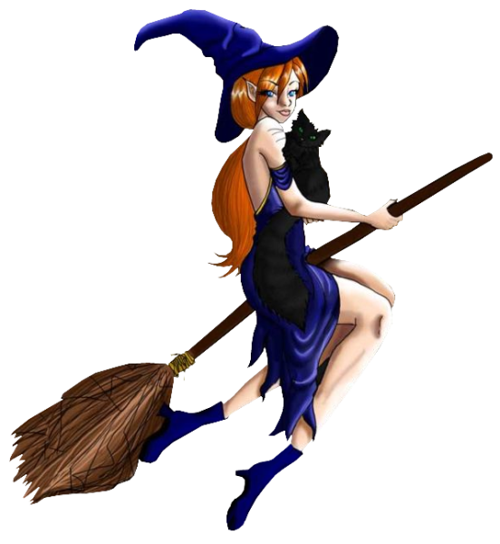 Мультяшная ведьма на метле