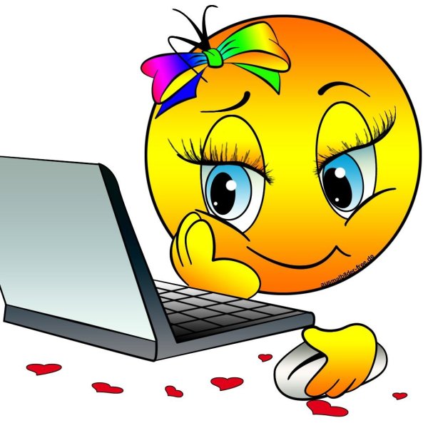 Смайлик с ноутбуком