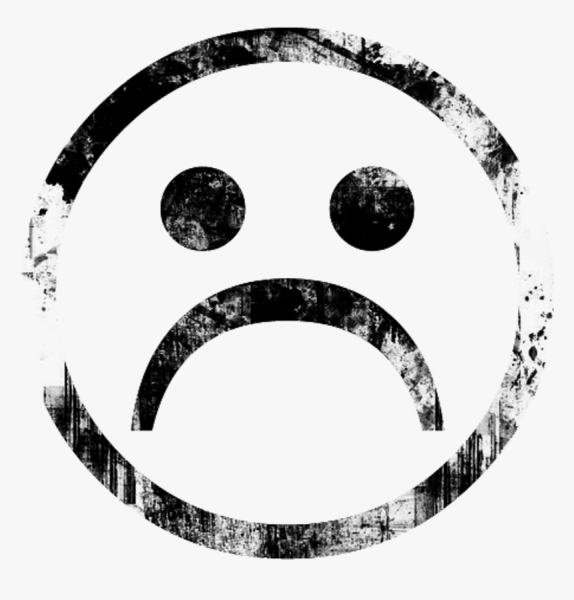 Грустный смайлик на черном фоне