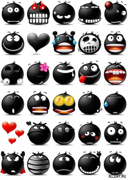 Смайлики черного цвета