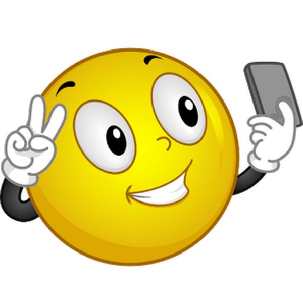 Смайл с телефоном на прозрачном фоне
