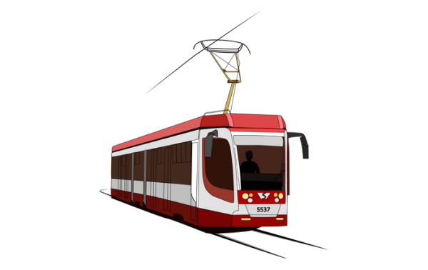 Трамвай на рельсах рисунки