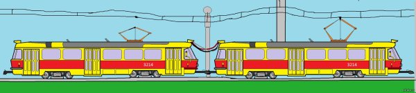 Трамвай для детей на прозрачном фоне