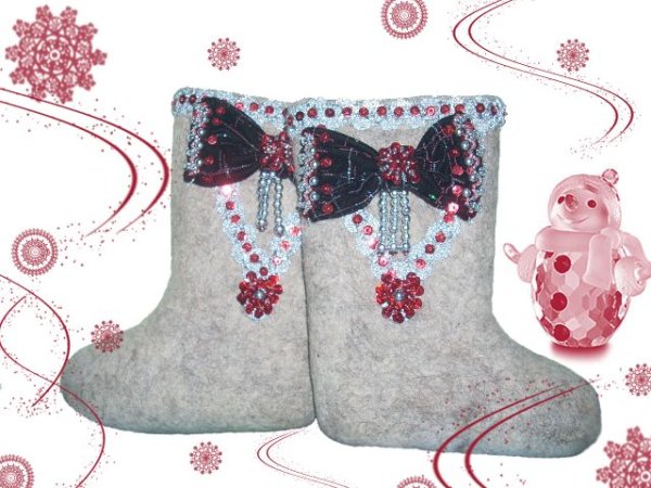 Валенок праздничный рисованный