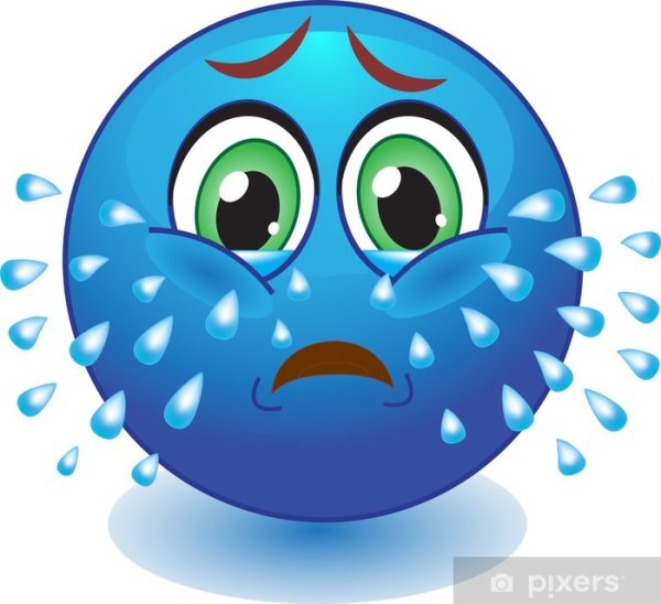 Грустный синий смайлик