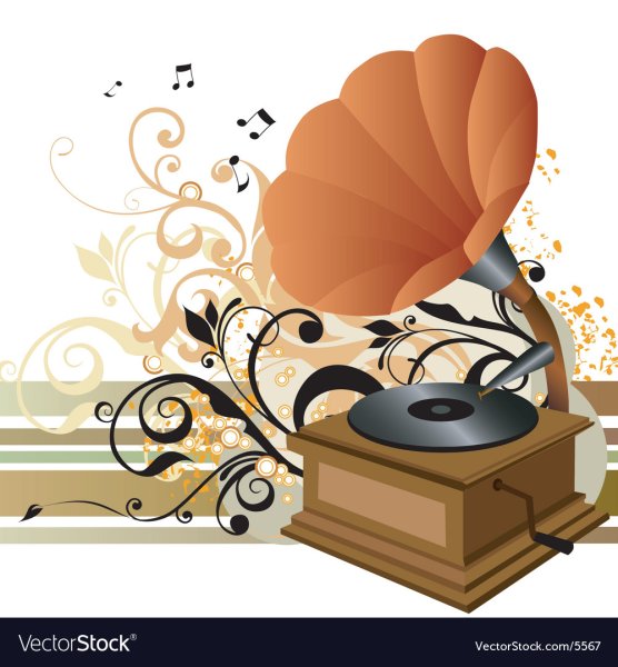 Граммофон с нотами