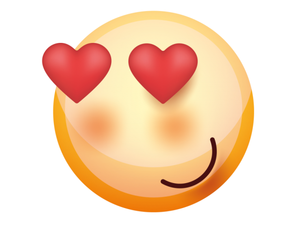 Смайлик с сердечками в глазах