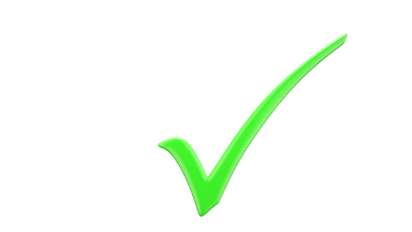 Зеленая галочка на белом фоне