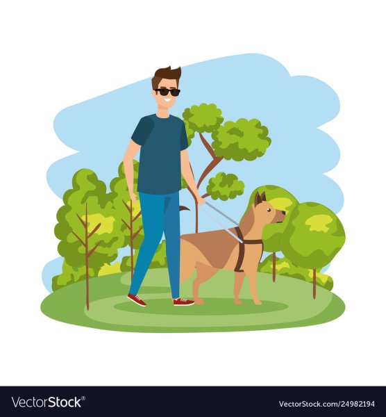 Человечек с собакой поводырем