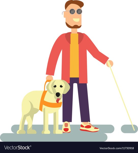 Слепой с тростью и собакой