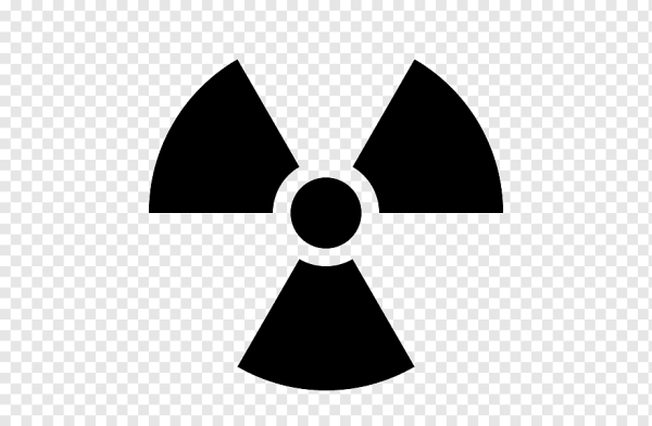 Знак радиоактивности на прозрачном фоне