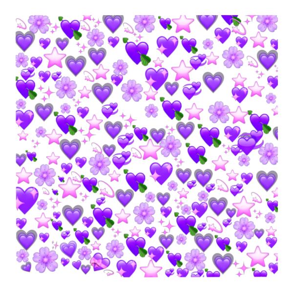Много фиолетовых сердечек