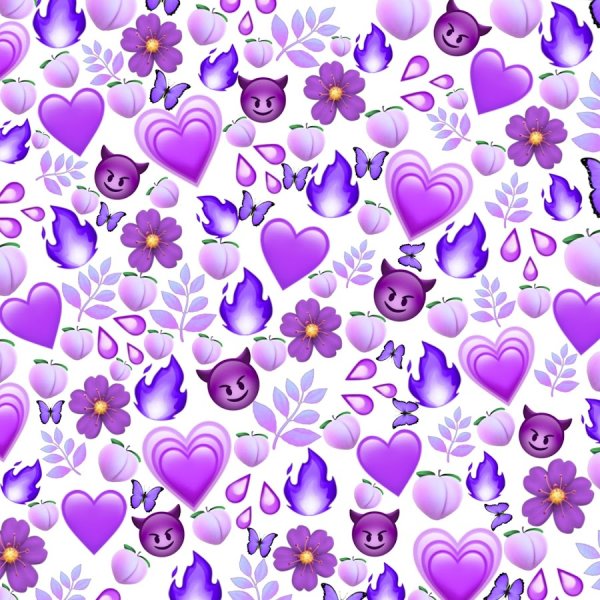 Много фиолетовых сердечек