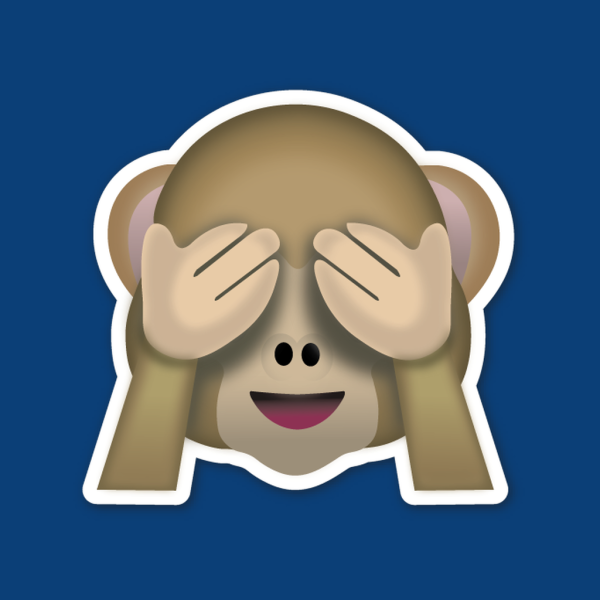 Смайлик обезьянка с закрытыми глазами