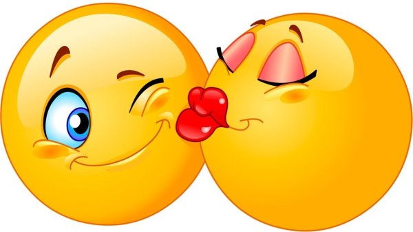 Смайлик поцелуйчик в щёчку