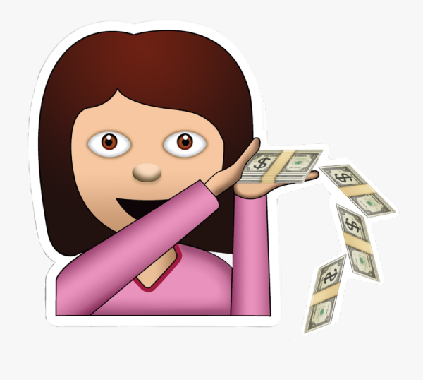 Смайлик деньги с крыльями