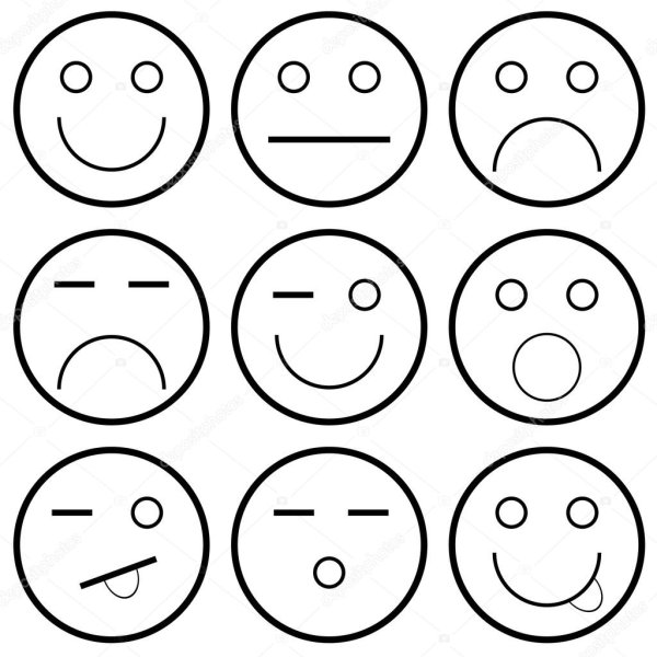 Эмоции смайлики черно белые
