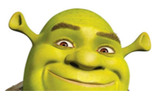 Лицо Шрека на белом фоне