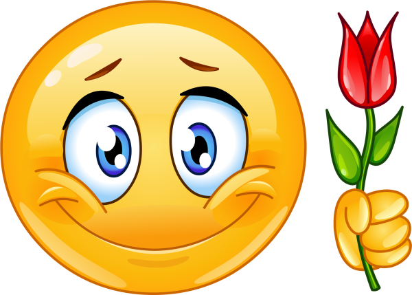 Застенчивый смайлик с цветочком