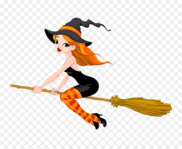 Красивая баба Яга на метле