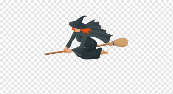 Мультяшная ведьмочка на метле