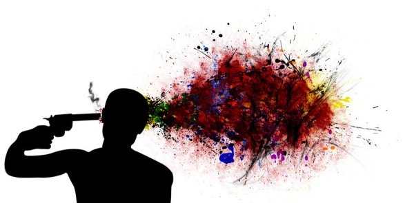Стреляет себе в голову арт