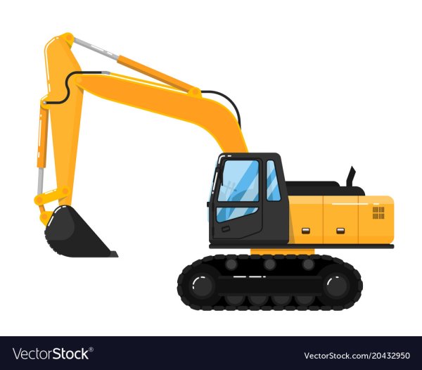 Экскаватор мульт на белом фоне