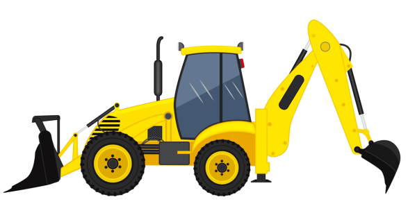Экскаватор-погрузчик мультяшный