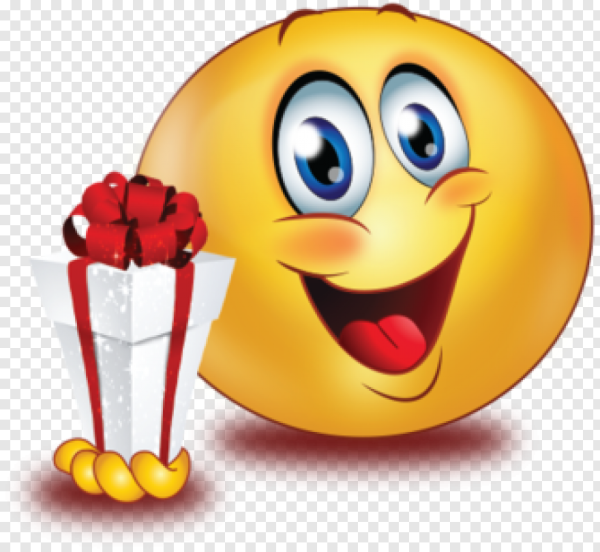 Смайлик подарок на прозрачном фоне