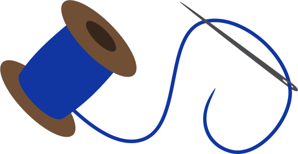 Иголка с ниткой на прозрачном фоне