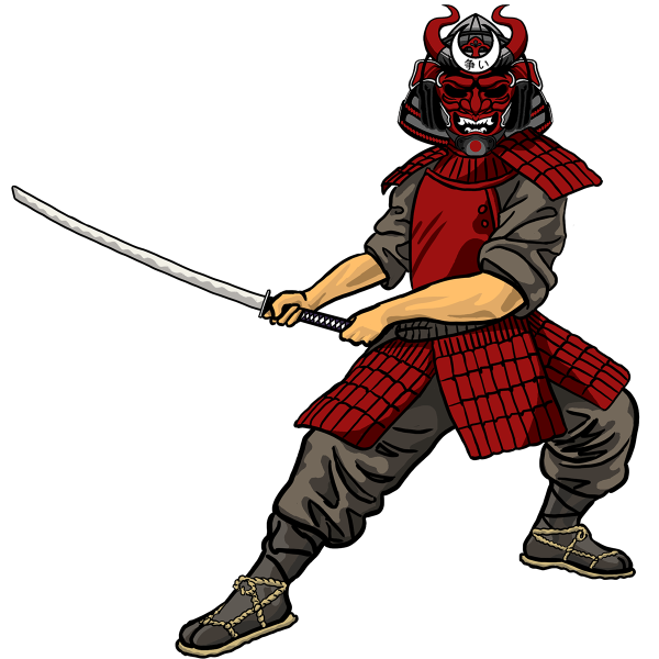 Самурай на белом фоне