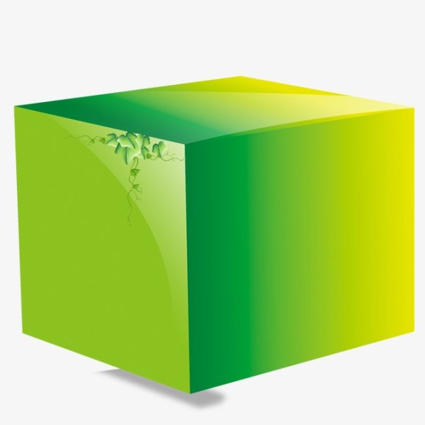 Куб на зеленом фоне